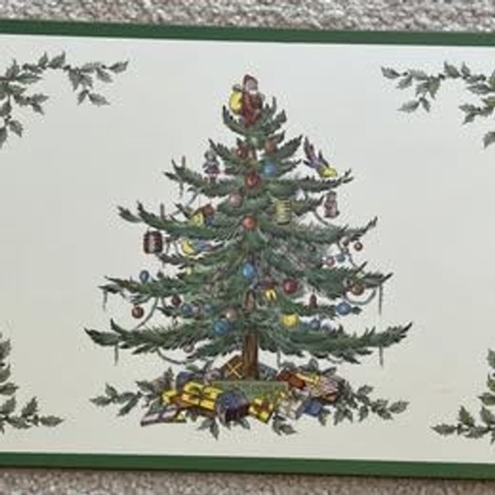 Lot of 4 Vintage Spode Christmas Tree Cork Placemats